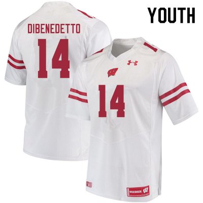 Youth Wisconsin Badgers NCAA #14 Jordan DiBenedetto White Authentic Under Armour Stitched College Football Jersey VG31R12FJ